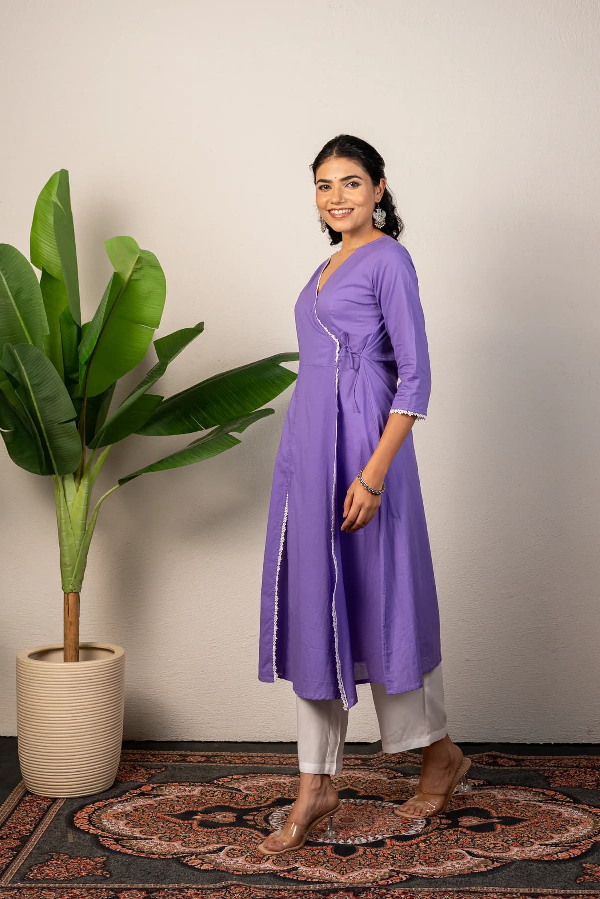 Purple Angrakha Kurti, view 2