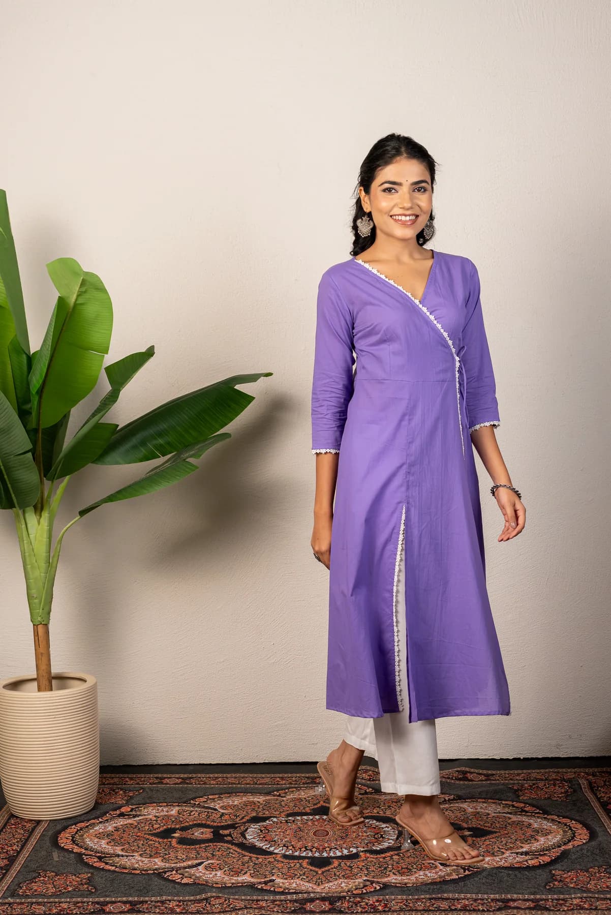 Purple Angrakha Kurti, view 4